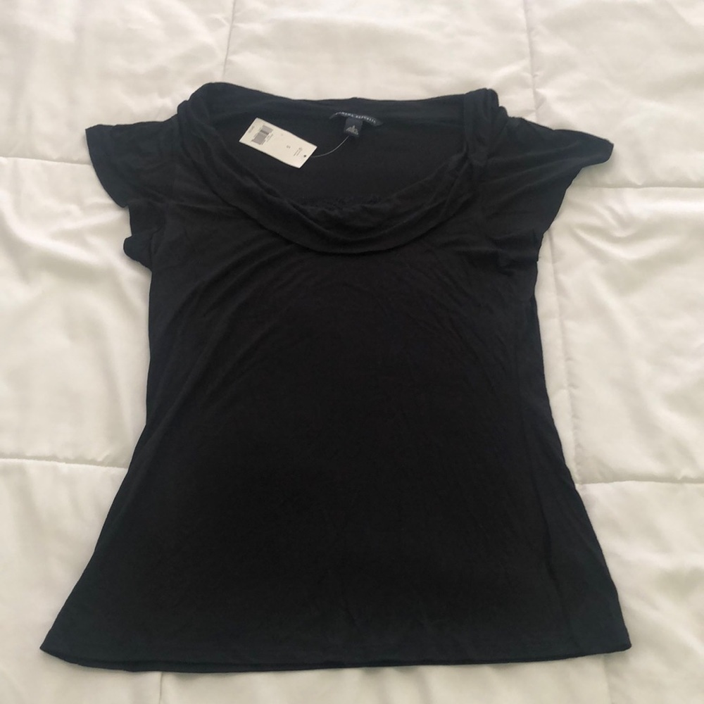 NWT Banana Republic black dressy top with lace cowl neckline flowy sleeves small